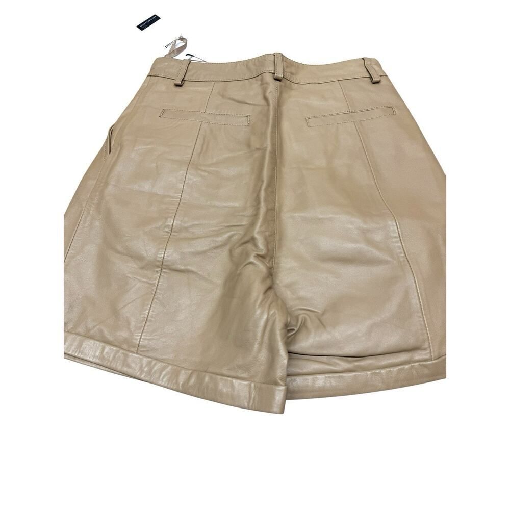 NWT Deadwood Suzy Tan Leather Shorts Pleated High Rise Lambskin US 4 - Picture 8 of 12